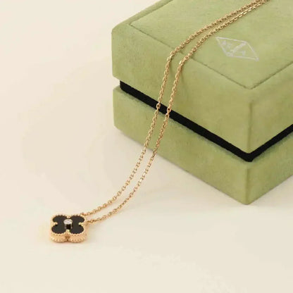 [Clover]CLOVER 15MM DIAMOND ONYX NECKLACE
