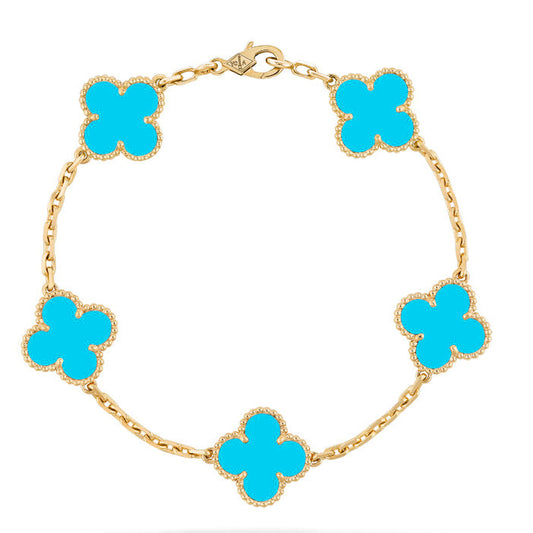 [Clover]CLOVER 5 MOTIFS TURQUOISE BRACELET