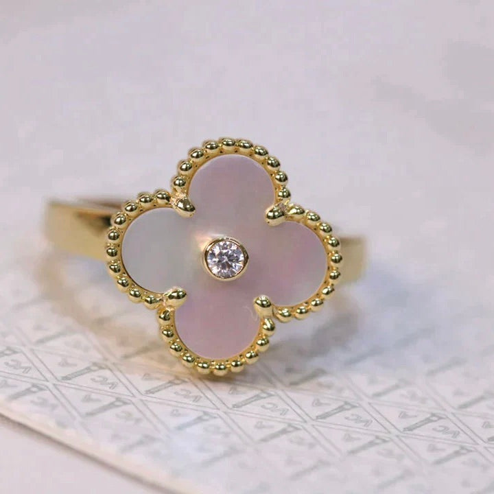 [Clover]CLOVER PINK MOP RING GOLD DIAMOND