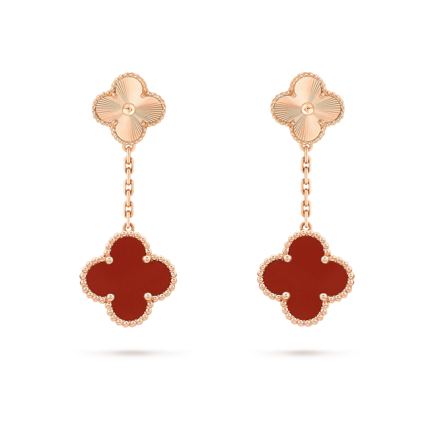 [Clover]CLOVER 2 MOTIF  LASER CARNELIAN EARRINGS