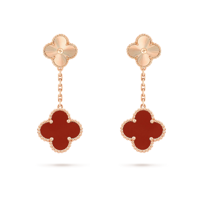 [Clover]CLOVER 2 MOTIF  LASER CARNELIAN EARRINGS