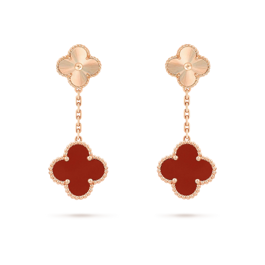 [Clover]CLOVER 2 MOTIF  LASER CARNELIAN EARRINGS