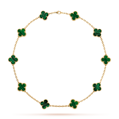 [Clover]CLOVER 10 MOTIFS MALACHITE NECKLACE