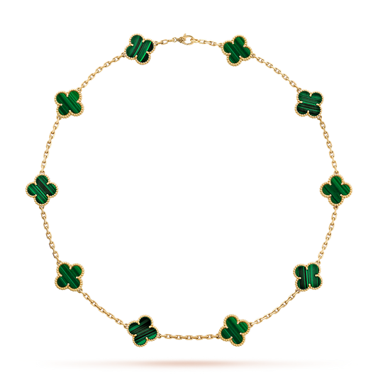 [Clover]CLOVER 10 MOTIFS MALACHITE NECKLACE