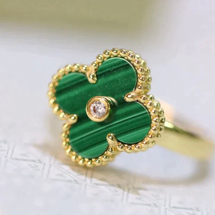[Clover]CLOVER MALACHITE RING GOLD DIAMOND