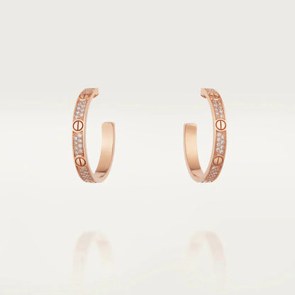 [Clover]LOVE DIAMOND PINK GOLD HOOP EARRINGS