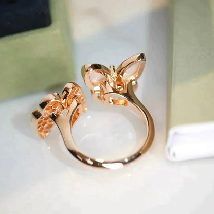 [Clover]TWIN BUTTERFLY DIAMOND MOP RING