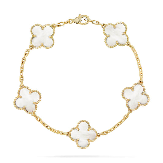 [Clover]CLOVER  5 MOTIF WHITE MOP BRACELET