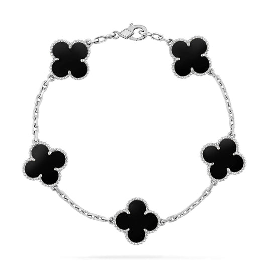 [Clover]CLOVER 5 MOTIF ONYXS  BRACELET SILVER