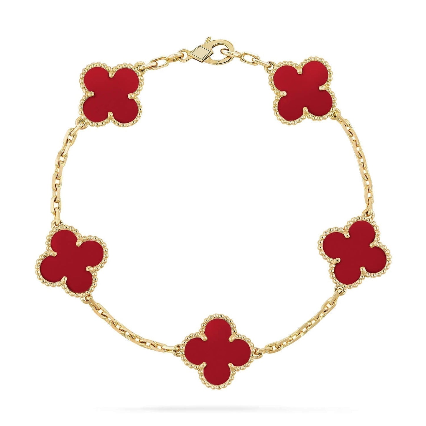 [Clover]CLOVER 5 MOTIFS RED AGATE  BRACELET