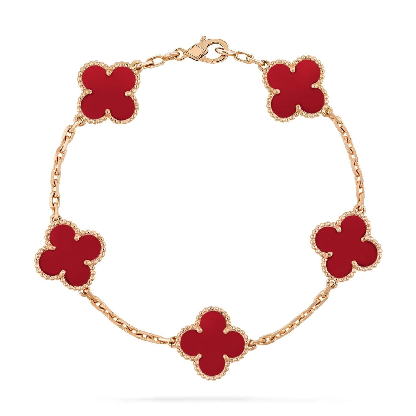 [Clover]CLOVER 5 MOTIFS RED AGATE  BRACELET