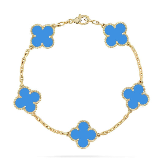 [Clover]CLOVER 5 MOTIFS BLUE AGATE BRACELET