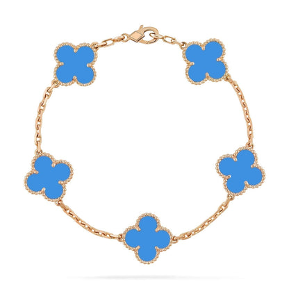 [Clover]CLOVER 5 MOTIFS BLUE AGATE BRACELET