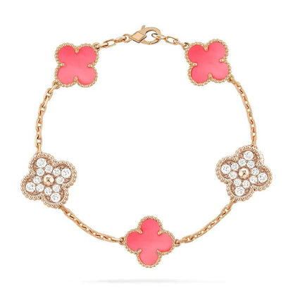 [Clover]CLOVER 5 MOTIF DIAMOND PINK MOP PINK GOLD BRACELET