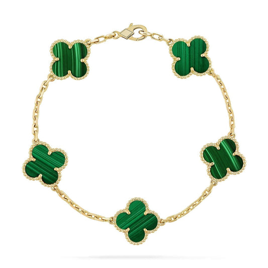[Clover]CLOVER 5 MOTIFS MALACHITE BRACELET