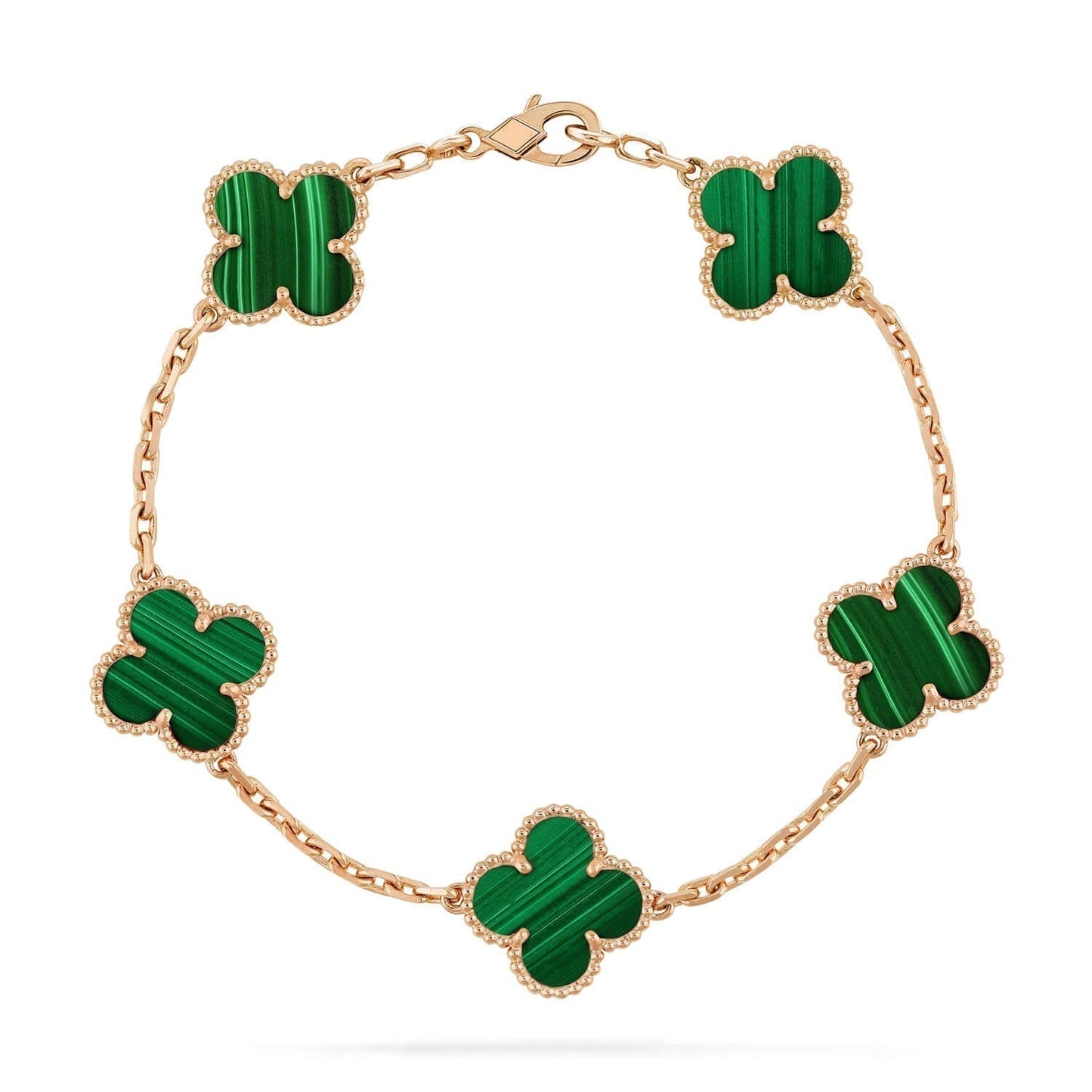 [Clover]CLOVER 5 MOTIFS MALACHITE BRACELET