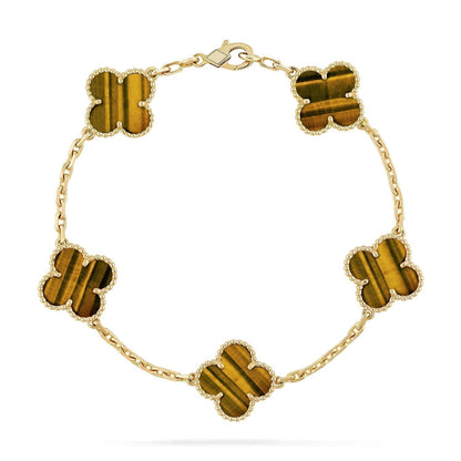 [Clover]CLOVER  5 MOTIFS TIGER EYE BRACELET