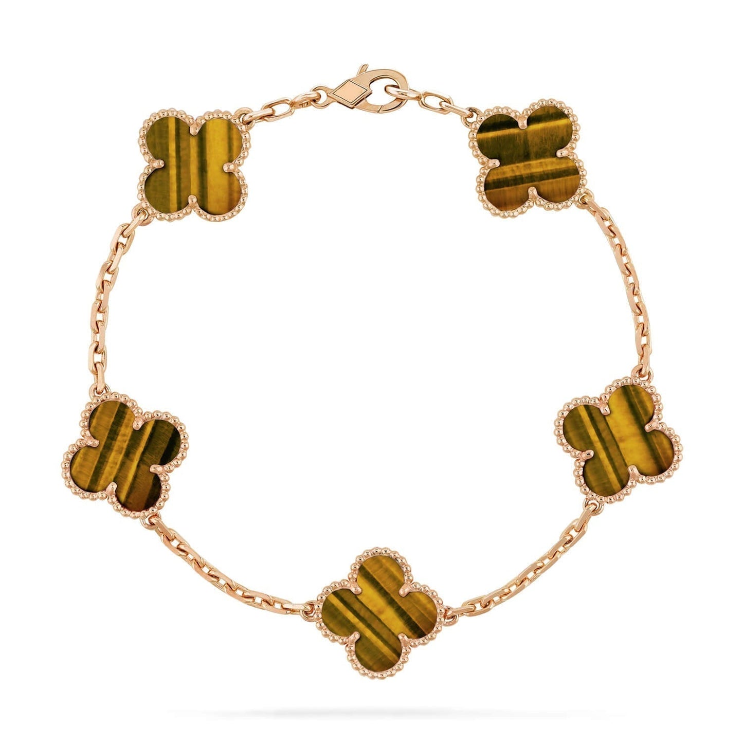 [Clover]CLOVER  5 MOTIFS TIGER EYE BRACELET
