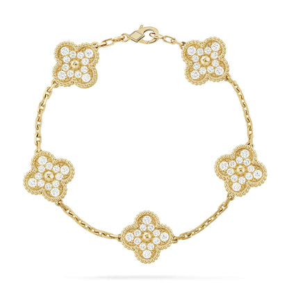 [Clover]CLOVER 5 MOTIFS  FULL DIAMOND BRACELET