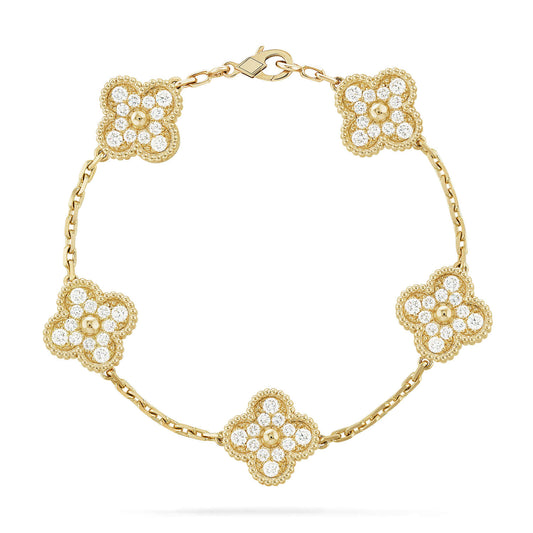 [Clover]CLOVER 5 MOTIFS  FULL DIAMOND BRACELET