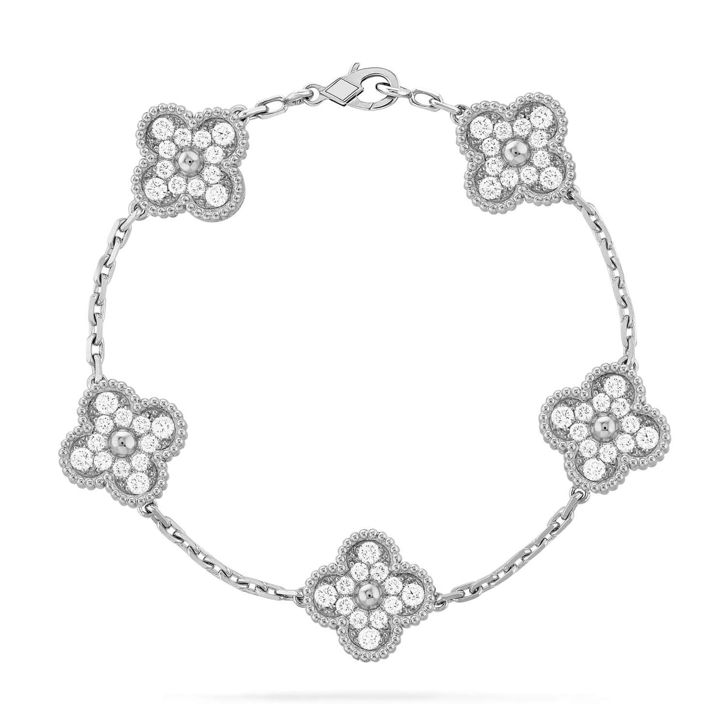 [Clover]CLOVER 5 MOTIFS  DIAMOND BRACELET SILVER