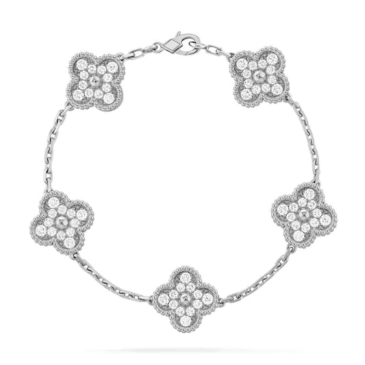 [Clover]CLOVER 5 MOTIFS  DIAMOND BRACELET SILVER