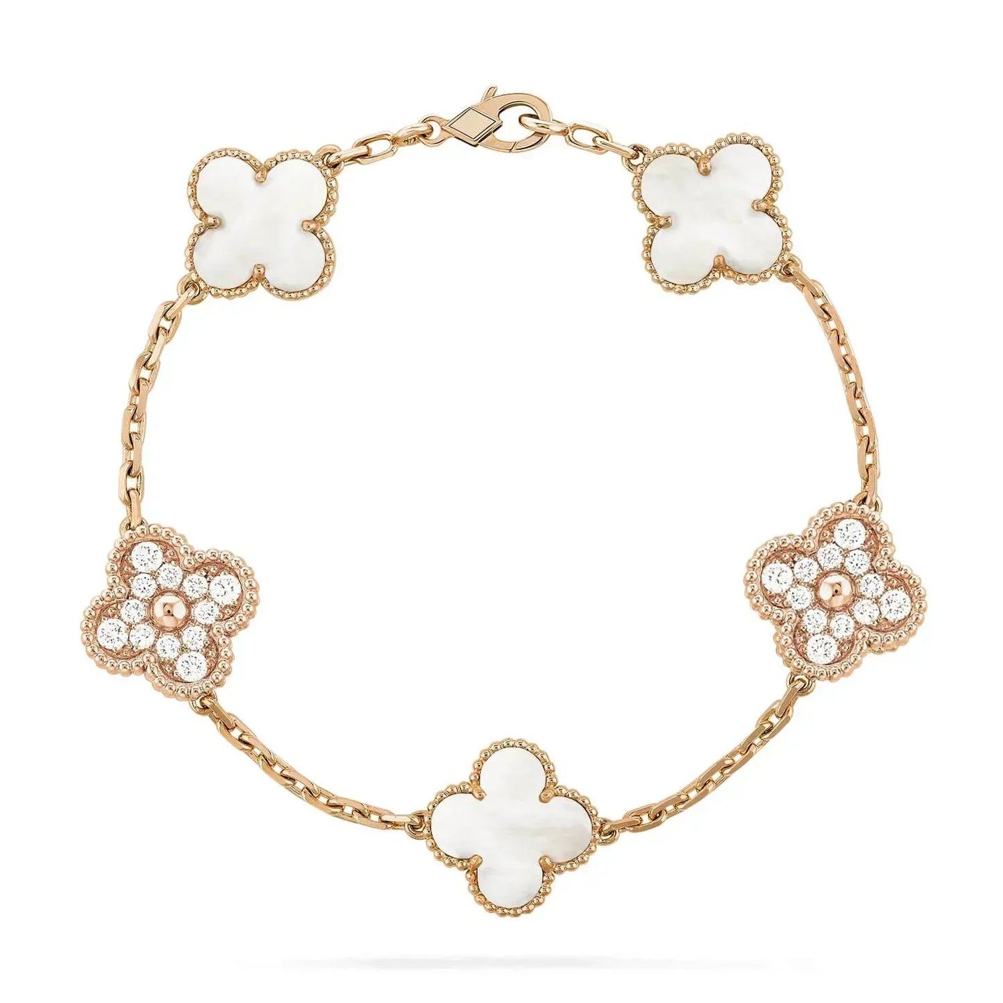 [Clover]CLOVER BRACELET 5 MOTIF WHITE MOP DIAMOND