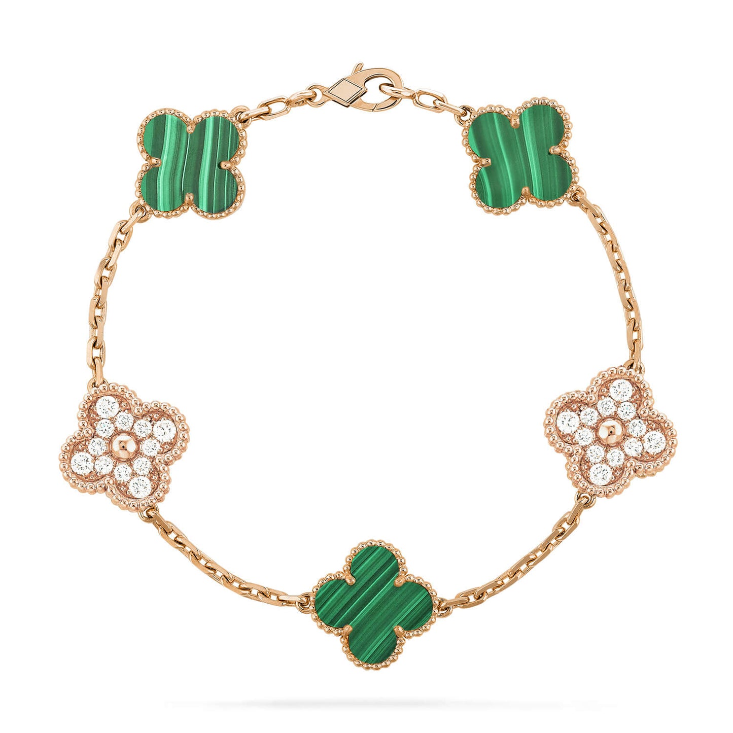 [Clover]CLOVER  5 MOTIF MALACHITE DIAMOND BRACELET