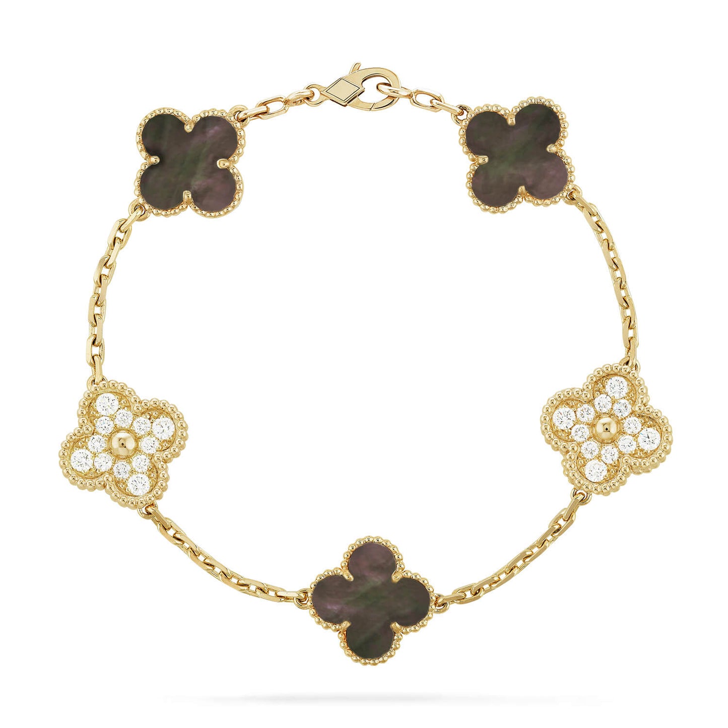 [Clover]CLOVER 5 MOTIF GRAY MOP DIAMOND BRACELET