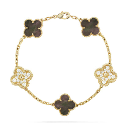 [Clover]CLOVER 5 MOTIF GRAY MOP DIAMOND BRACELET