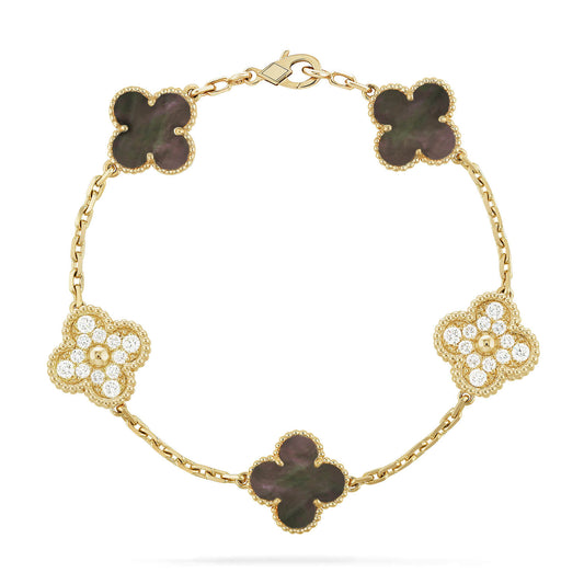 [Clover]CLOVER 5 MOTIF GRAY MOP DIAMOND BRACELET