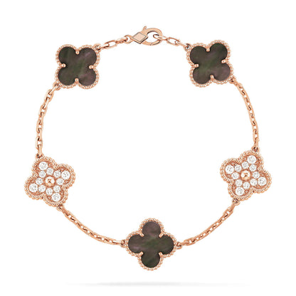 [Clover]CLOVER 5 MOTIF GRAY MOP DIAMOND BRACELET