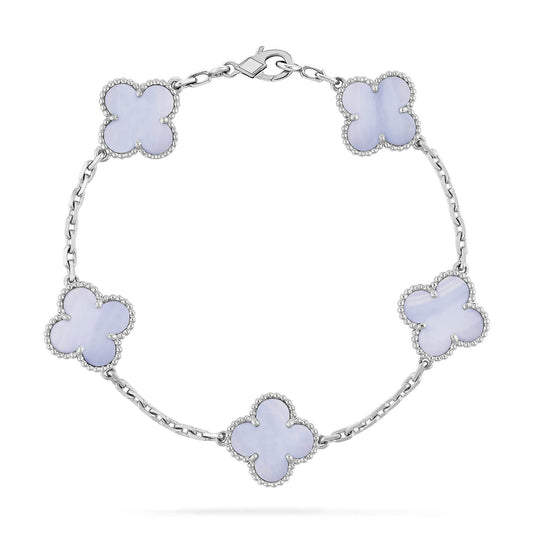 [Clover]CLOVER  5 MOTIF PURPLE CHALCEDONY BRACELET SILVER