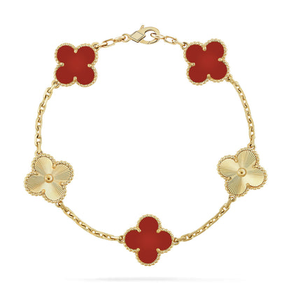 [Clover]CLOVER  5 MOTIFS CARNELIAN GOLD BRACELET