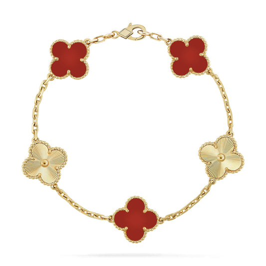 [Clover]CLOVER  5 MOTIFS CARNELIAN GOLD BRACELET