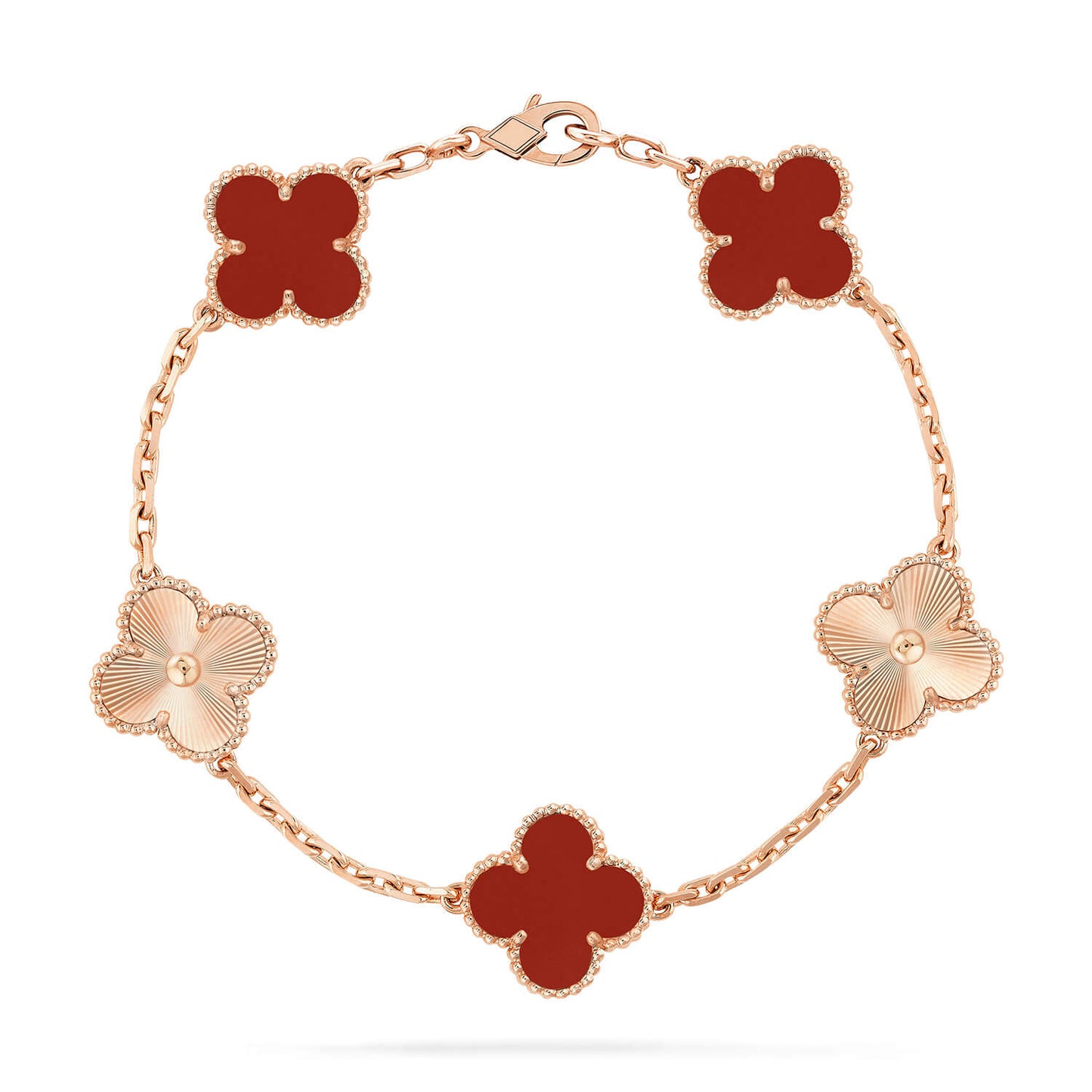 [Clover]CLOVER  5 MOTIFS CARNELIAN GOLD BRACELET