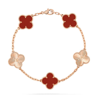 [Clover]CLOVER  5 MOTIFS CARNELIAN GOLD BRACELET