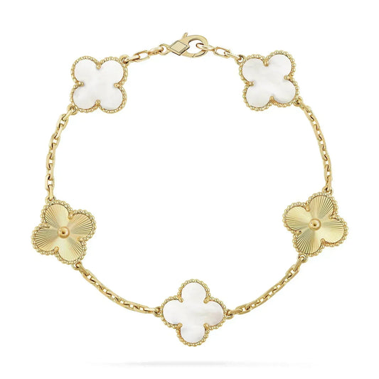 [Clover]CLOVER BRACELET 5 MOTIF WHITE MOP PINK GOLD