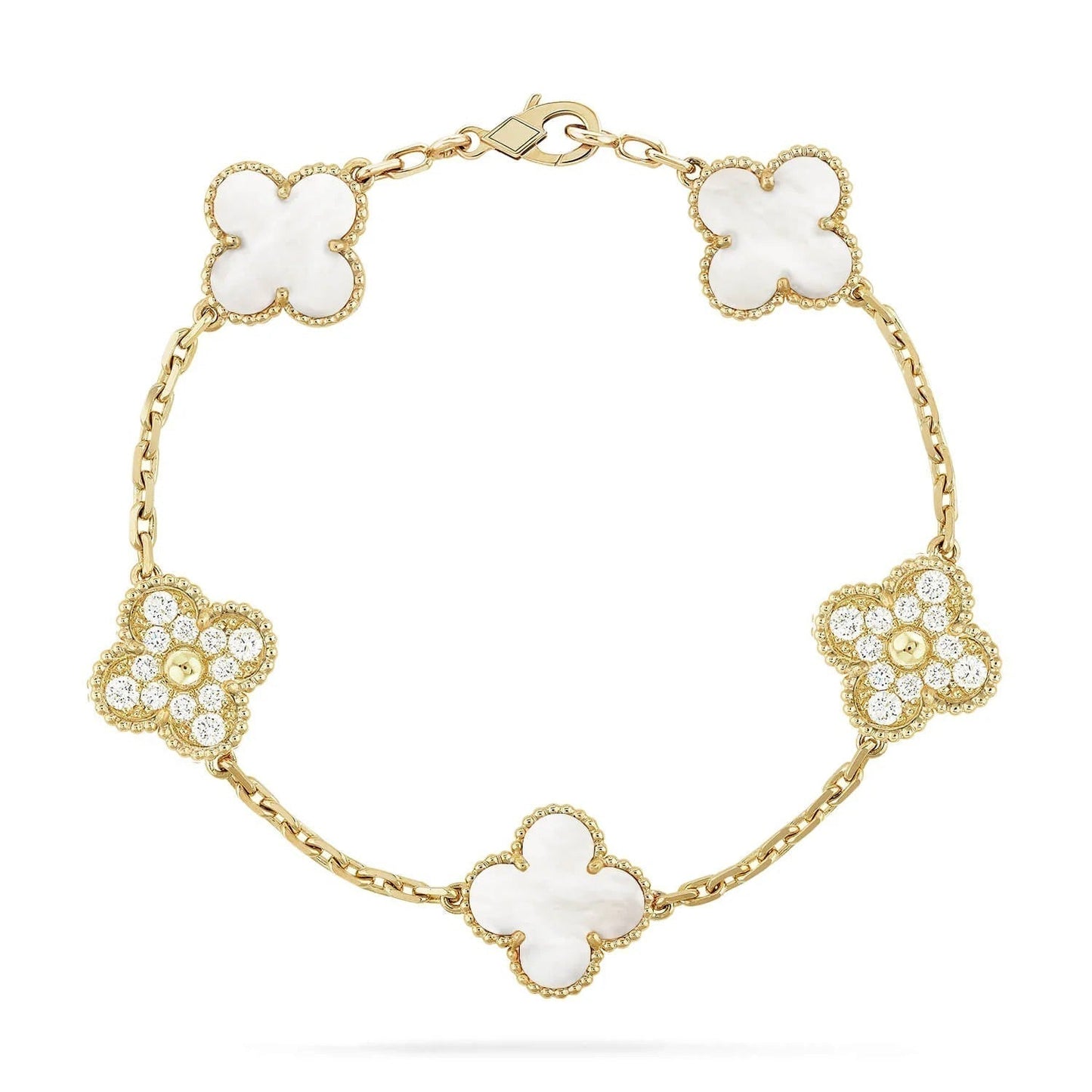 [Clover]CLOVER BRACELET 5 MOTIF WHITE MOP DIAMOND