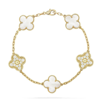 [Clover]CLOVER BRACELET 5 MOTIF WHITE MOP DIAMOND