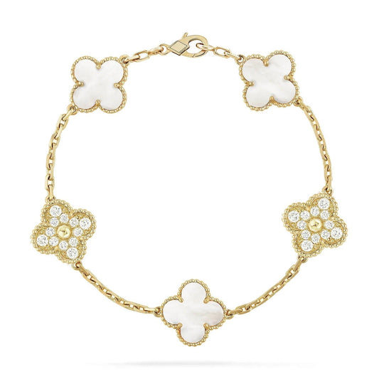 [Clover]CLOVER BRACELET 5 MOTIF WHITE MOP DIAMOND