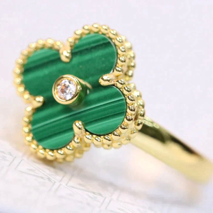 [Clover]CLOVER MALACHITE RING GOLD DIAMOND