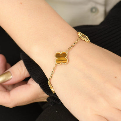 [Clover]CLOVER  5 MOTIFS TIGER EYE BRACELET