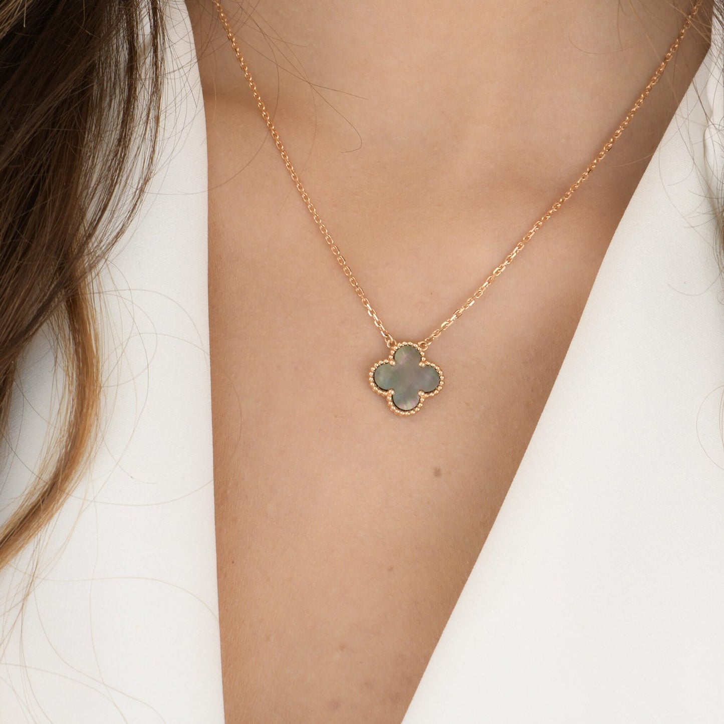 [Clover]CLOVER 15MM  GRAY MOTHER OF PEARL NECKLACE