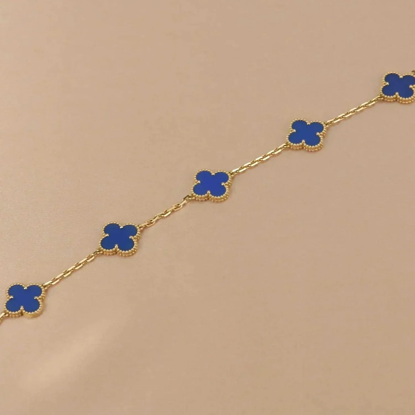[Clover]CLOVER 5 MOTIFS BLUE AGATE BRACELET
