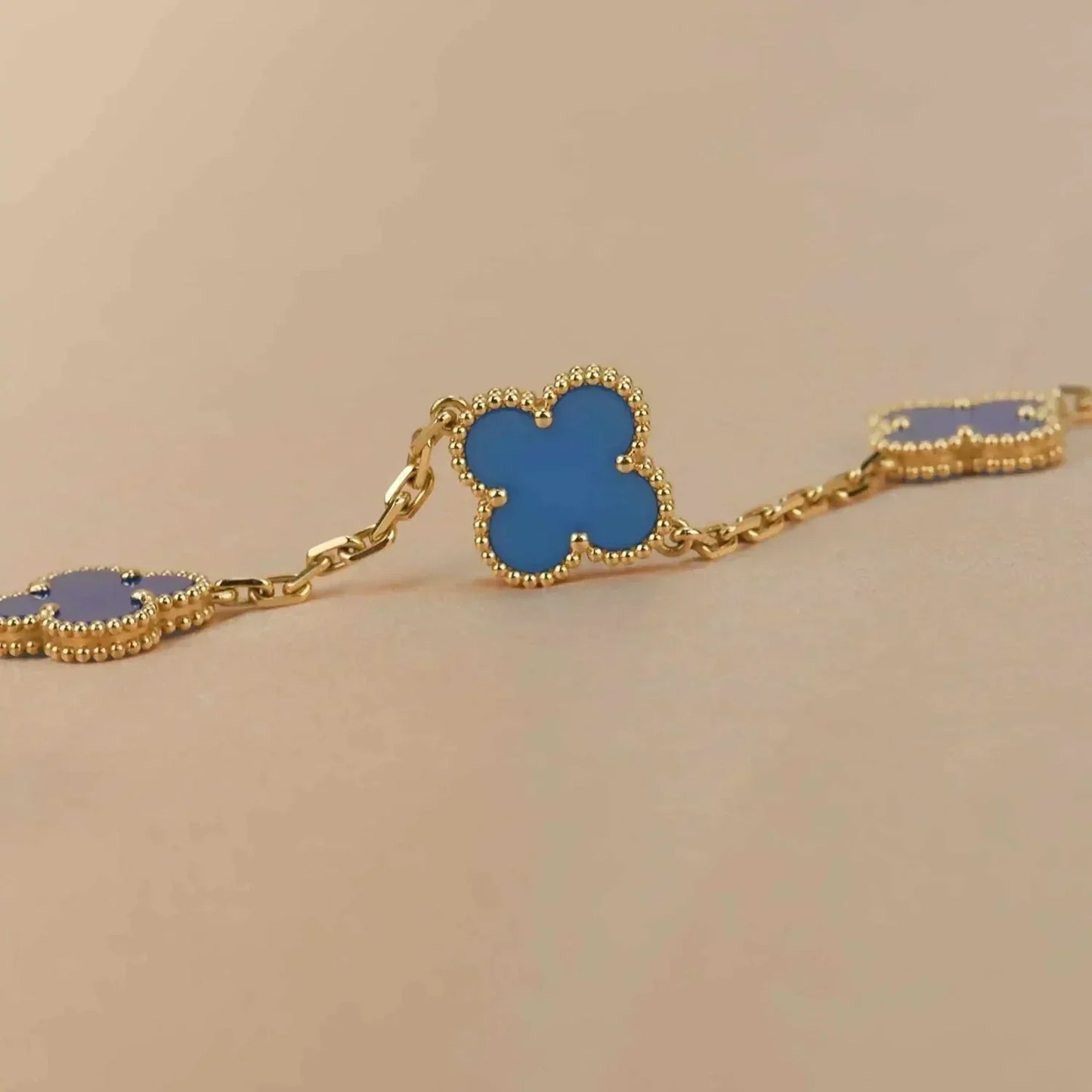 [Clover]CLOVER 5 MOTIFS BLUE AGATE BRACELET