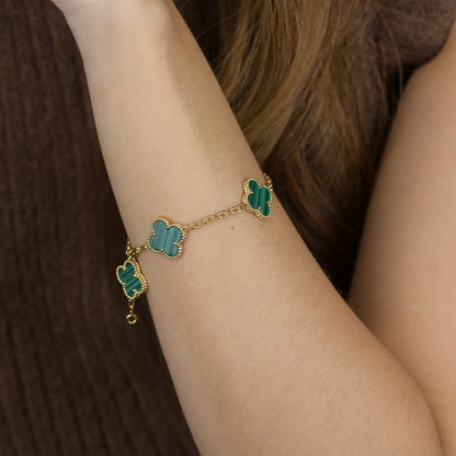 [Clover]CLOVER 5 MOTIFS MALACHITE BRACELET