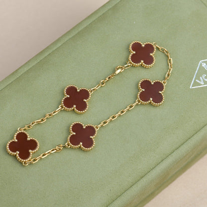 [Clover]CLOVER 5 MOTIFS RED AGATE  BRACELET