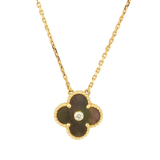 [Clover]CLOVER 15MM DIAMOND AND MOTHER-OF-GREY NECKLACE
