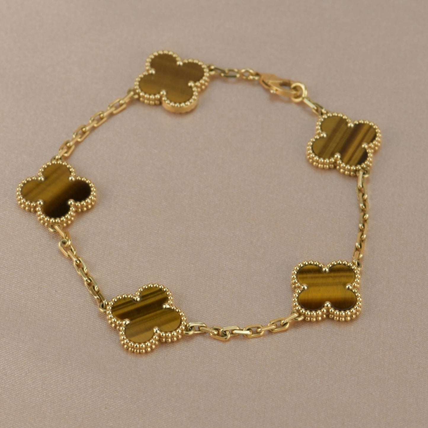 [Clover]CLOVER  5 MOTIFS TIGER EYE BRACELET